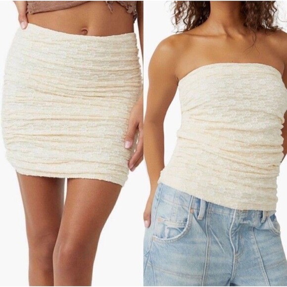 Free People Cream Mini Skirt - Picture 1 of 15